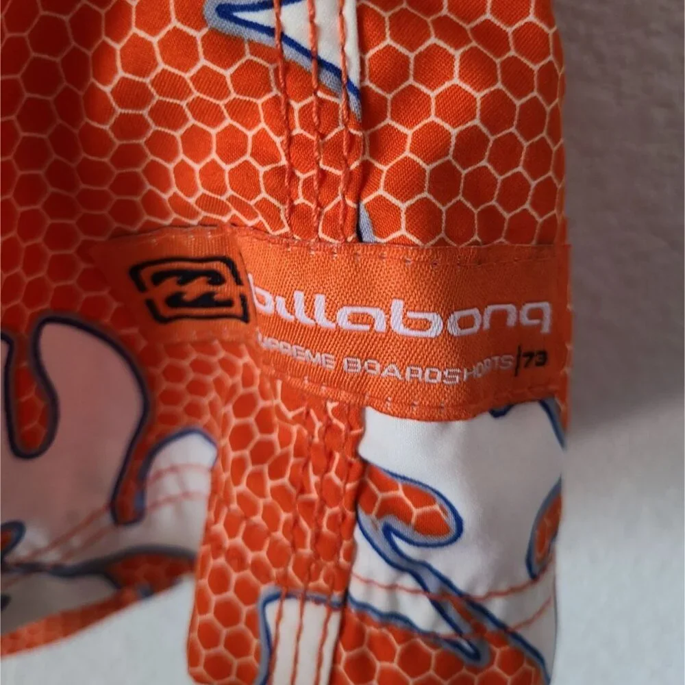 Billabong Y2K US Men's Size 33 Orange Hibiscus Aloha Board Shorts 9
